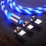 Flowing Light Led flow Fast 3 in 1 Magnetic Cable Charger Type C Magnetic fast Charging Cable Magnetic Micro led flow USB Cable